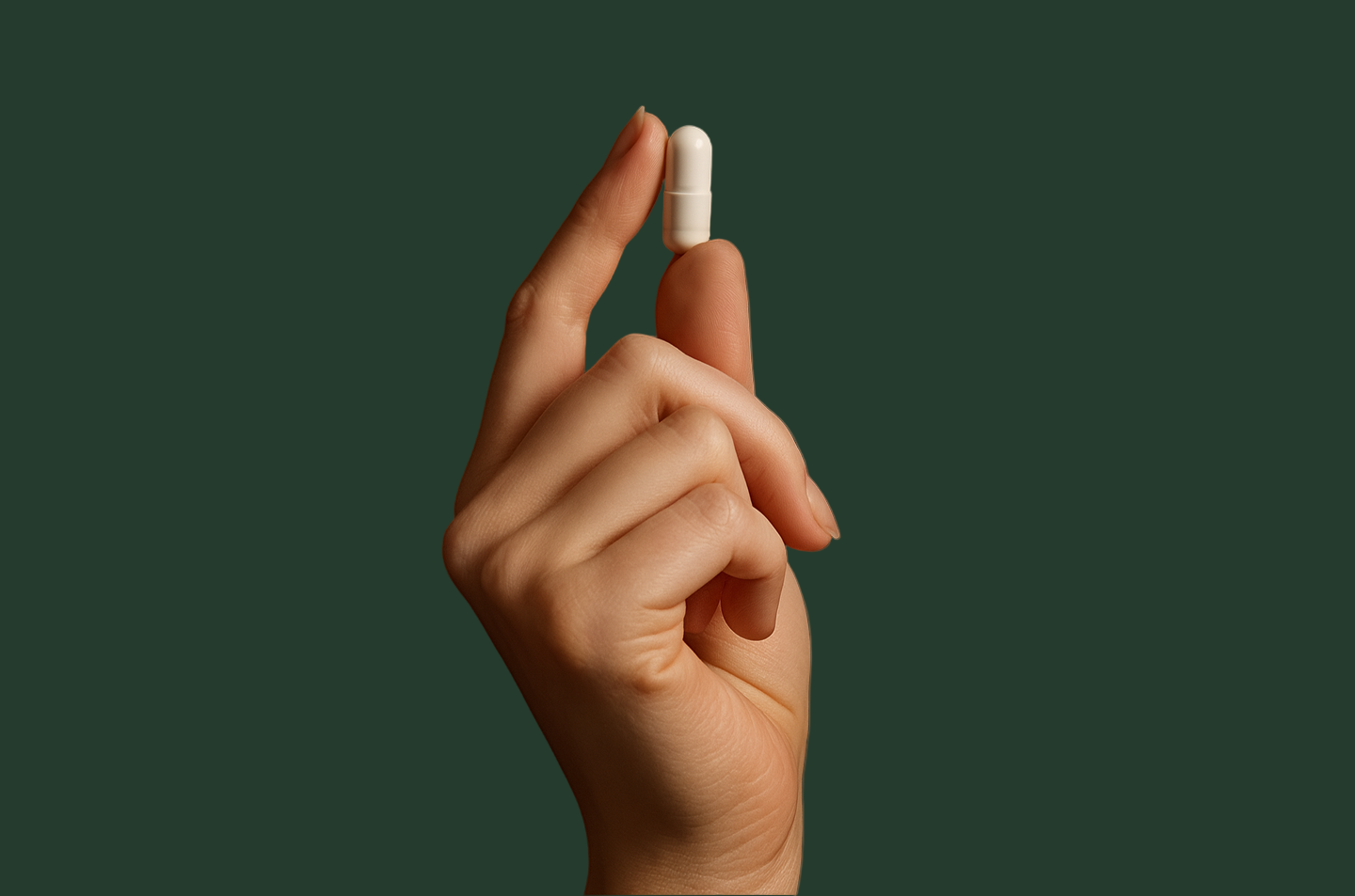 Hand holding a GeneIII L-Ergothioneine capsule – premium antioxidant supplement