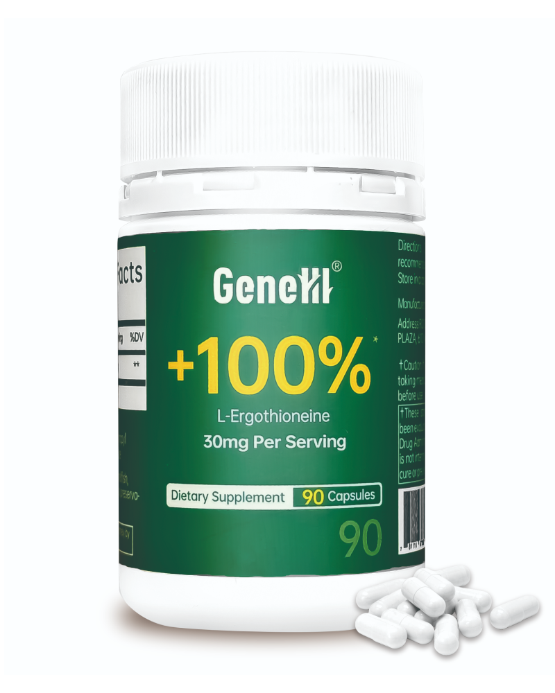 GeneIII 90-count L-Ergothioneine capsules, advanced antioxidant for liver health