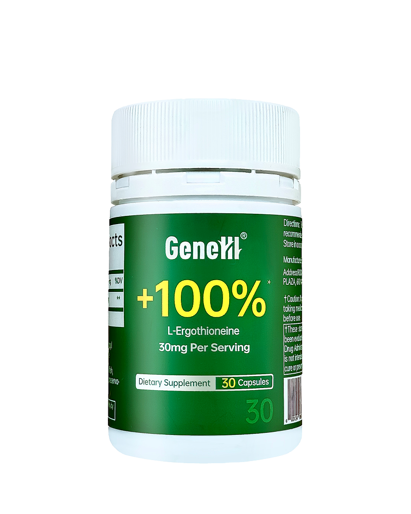 L-Ergothioneine 30mg Capsules | GeneIII - Ultra-Pure 99.99%, Antioxidant for Sleep, Anti-Aging, Liver Health & Recovery