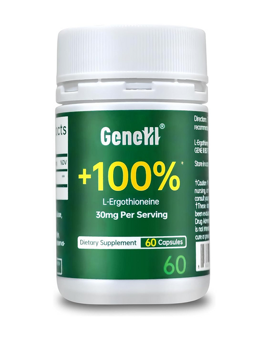 GeneIII 60-count L-Ergothioneine capsules, third-party tested antioxidant supplement