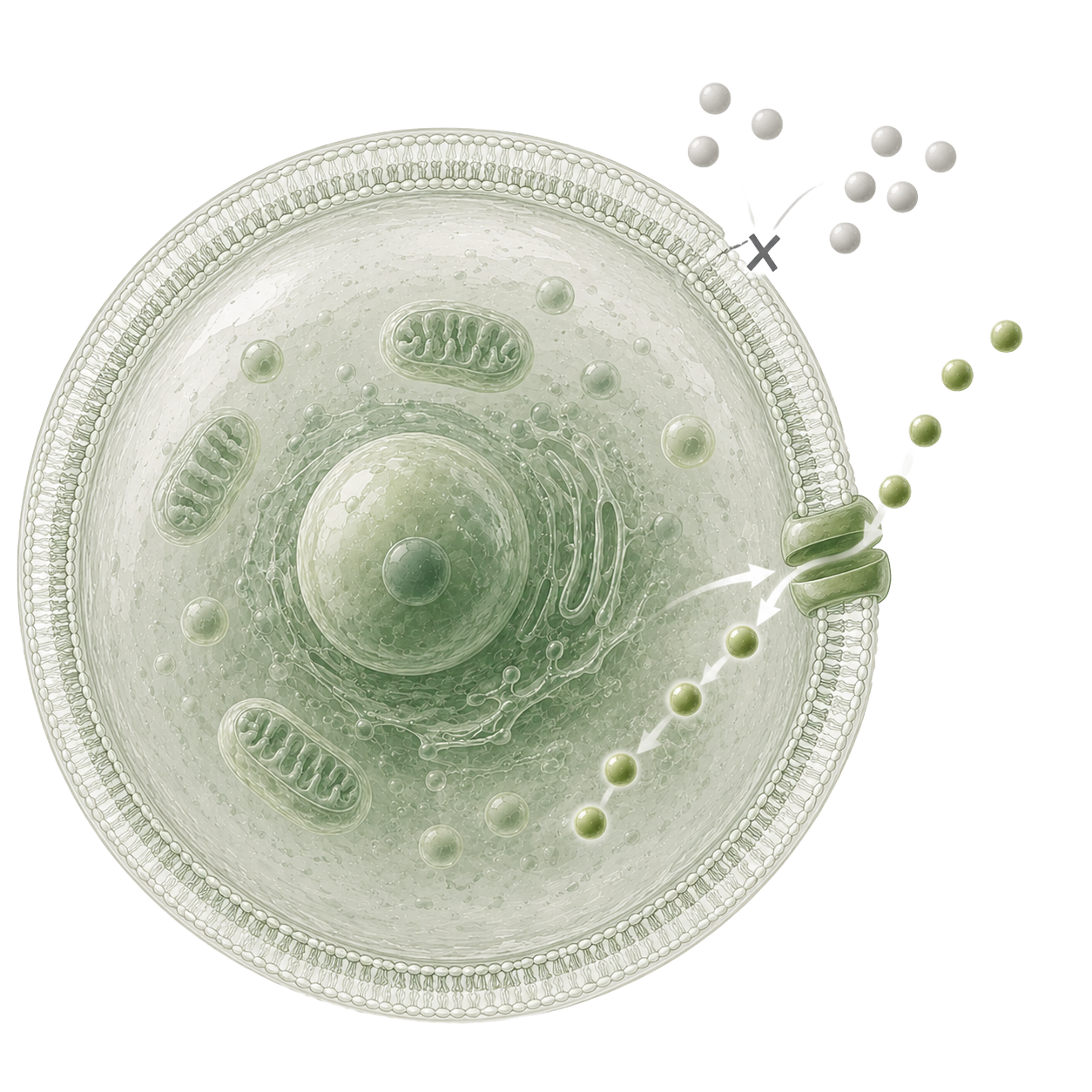 Diagram of ergothioneine entering a cell via the OCTN1 transporter