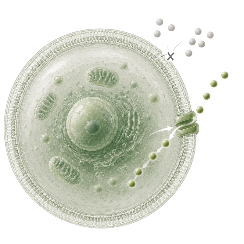 Diagram of ergothioneine entering a cell via the OCTN1 transporter