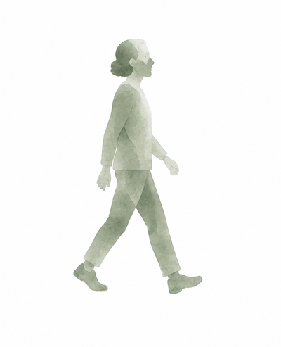 Watercolor illustration of a person walking