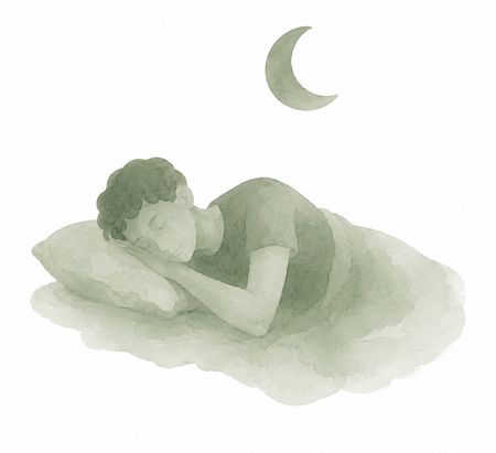 Watercolor illustration of a person sleeping