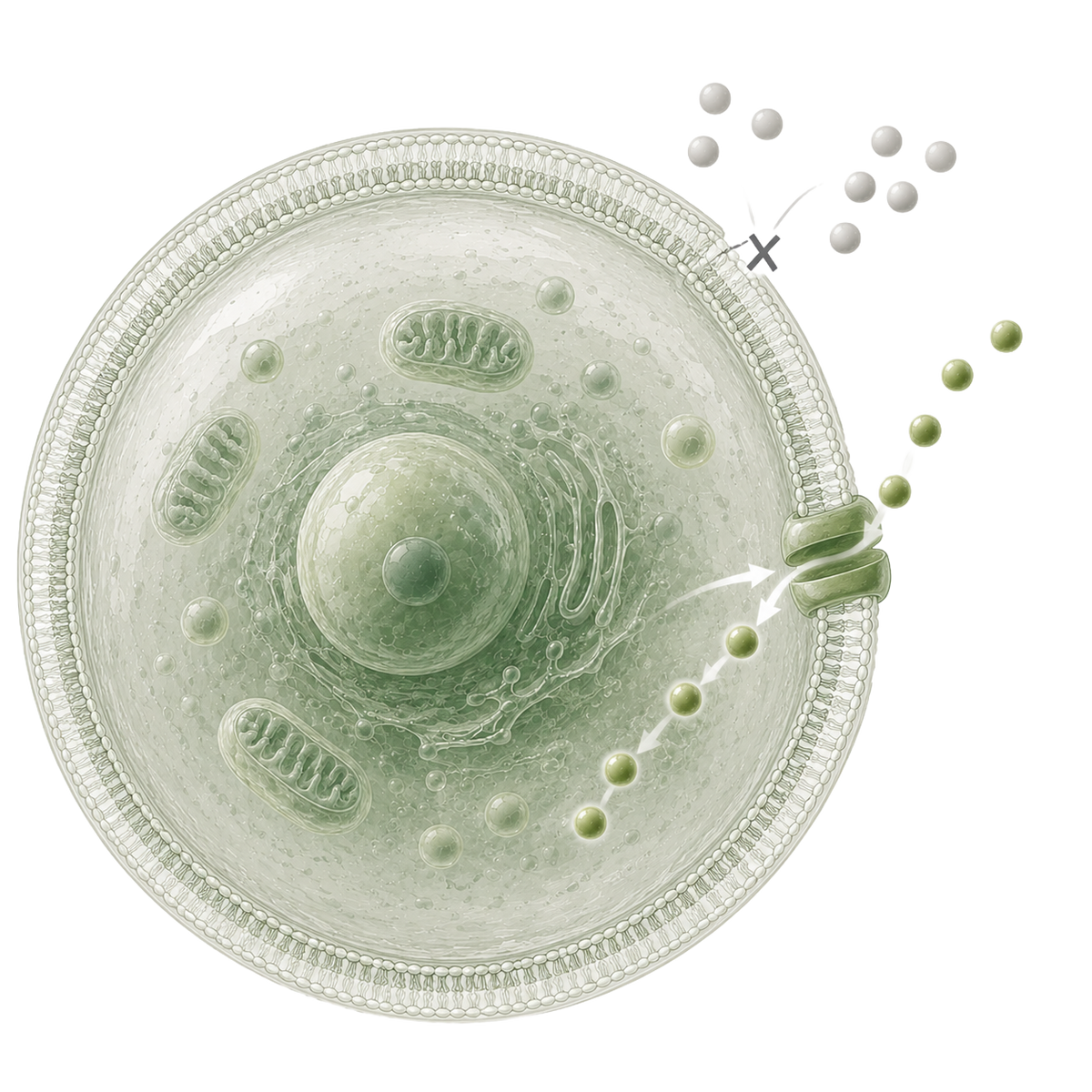 Diagram of ergothioneine entering a cell via the OCTN1 transporter