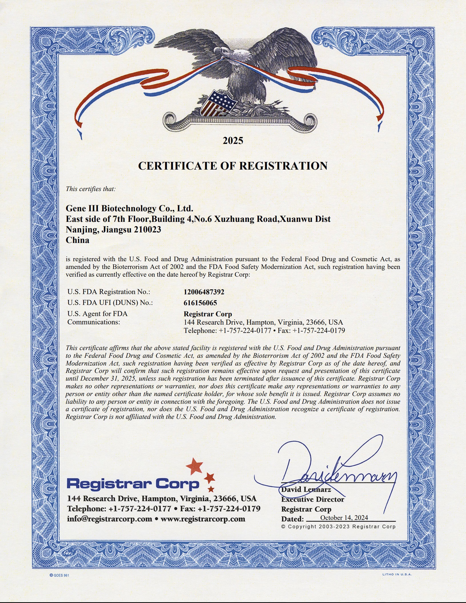 FDA Certification